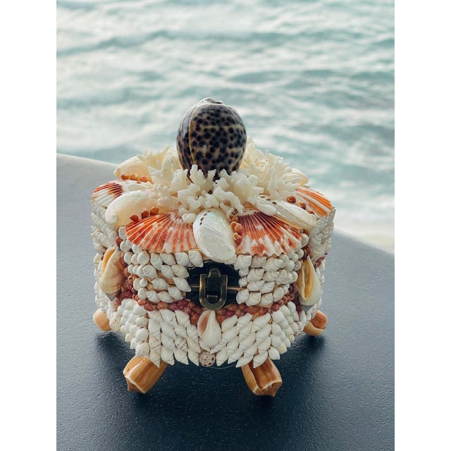 Coastal 1970s Superb Palm Beach Sea Shell Encrusted Treasure Box For Sale - Image 3 of 4