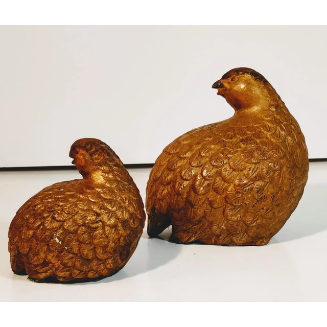 Shabby Chic Vintage Mid Century Quail Bird Figurines Pair For Sale - Image 3 of 12