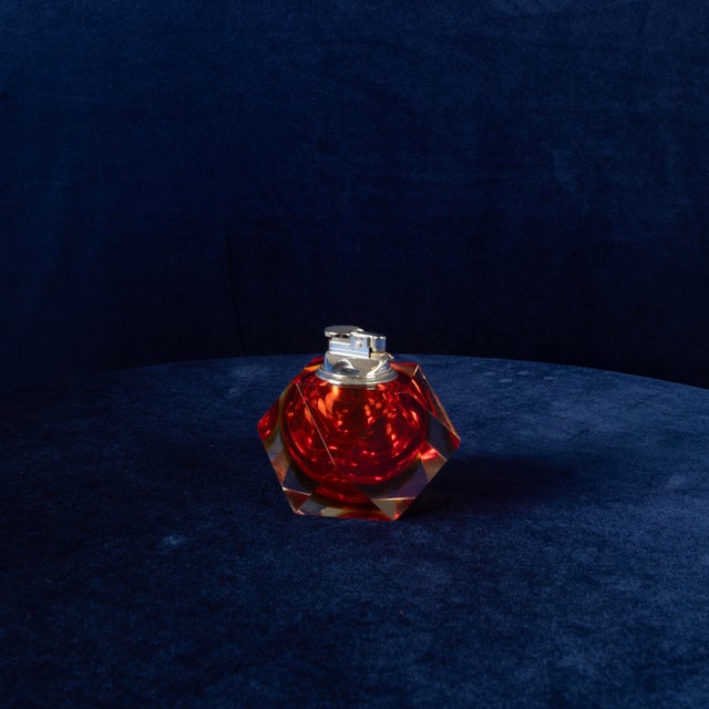 Faceted Murano Sommerso Glass Table Lighter by Alessandro Mandruzzato, 1970 For Sale - Image 6 of 18