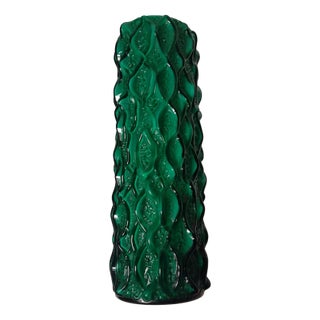Cylindrical Green Borkenglas Vase with White Overglaze, 1970s For Sale
