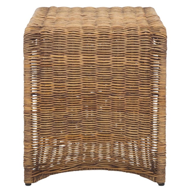 Wood Zendy Wicker Rattan Waterfall Accent Table in Honey Brown Wash For Sale - Image 7 of 8