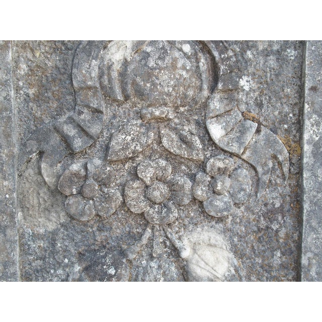 Early 21st Century Small Italian Limestone Bas Relief Plaque, Crinkled Ribbon and Fruit Carvings For Sale - Image 5 of 9