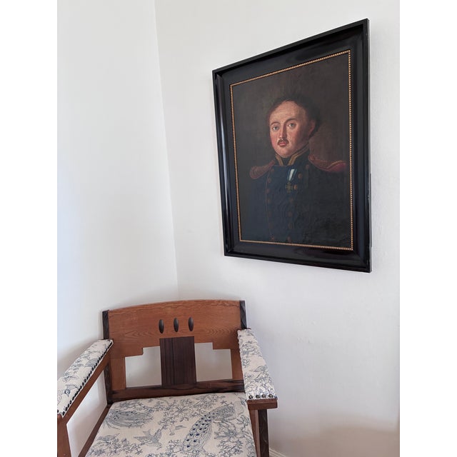Black Antique Original Oil Painting of an Officer, Large Gentleman Portrait Painting For Sale - Image 8 of 11