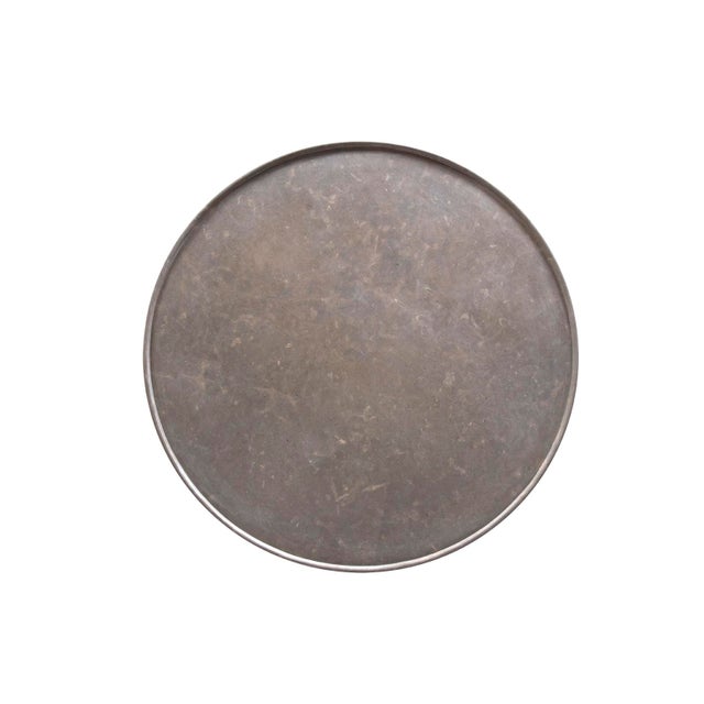 Modern Dish Edge Stone and Steel Coffee Table For Sale - Image 3 of 7