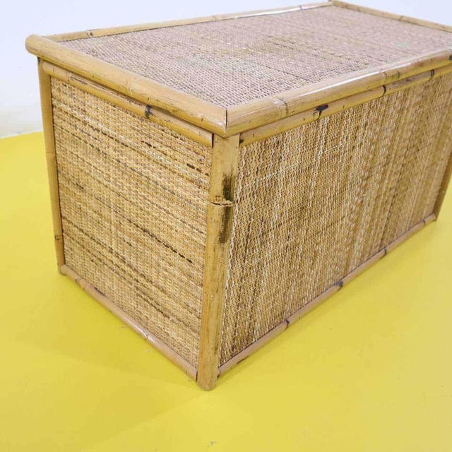 Wood and Bamboo Chest with Woven Storage Cover For Sale - Image 4 of 8