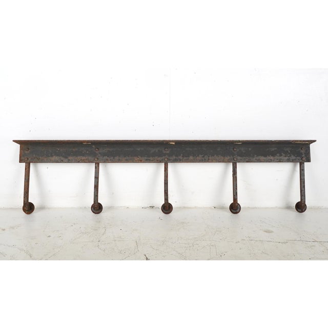Mid 20th Century Antique Wrought Iron Industrial Peg Wall Rack For Sale - Image 5 of 6