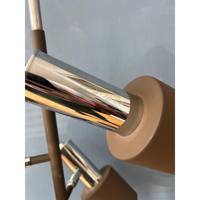 Brown Vintage Space Age Brown and Chrome Floor Lamp from Dijkstra For Sale - Image 8 of 11
