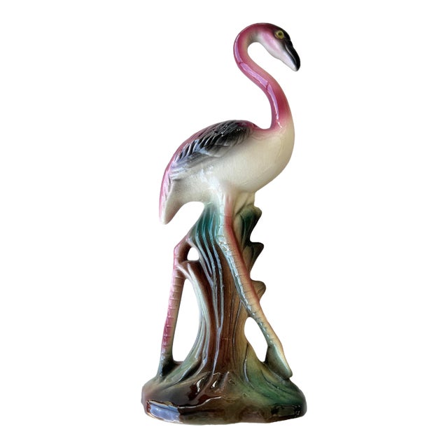 1940s Ceramic Flamingo Statue For Sale