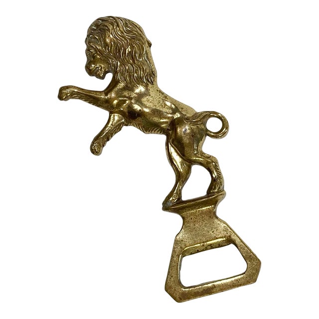 Vintage Regal Brass Lion Motif Bottle Opener For Sale