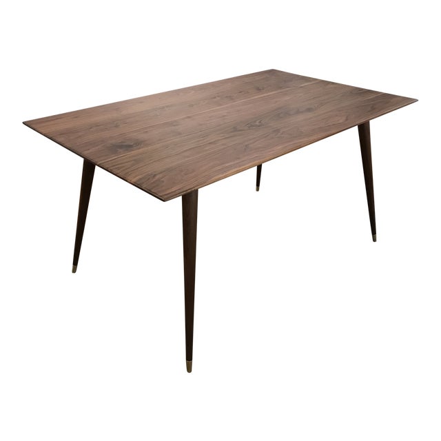 Custom Mid-Century Modern Black Walnut Dining Table | Chairish