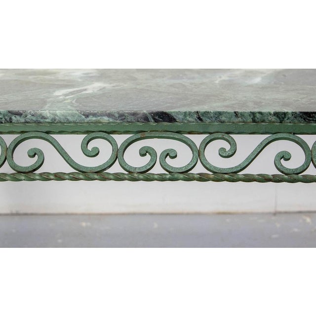 French Green Oval Marble Top & Wrought Iron Coffee Table, 1960 For Sale - Image 13 of 17