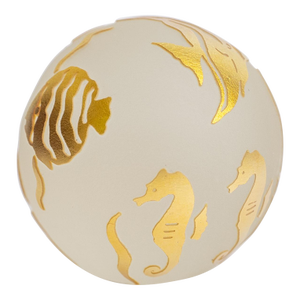 Pair of Signed Mid-Century Modern Art Glass Paperweights – “Gold in the Sea” Design
