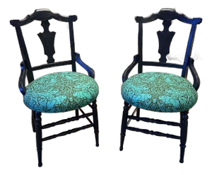 1930s Amish Schoolhouse Wood Chairs - Set of 2