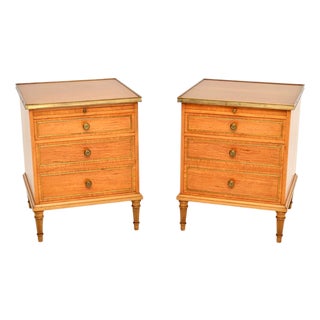Antique Satinwood Bedside Chests, 1900s, Set of 2 For Sale