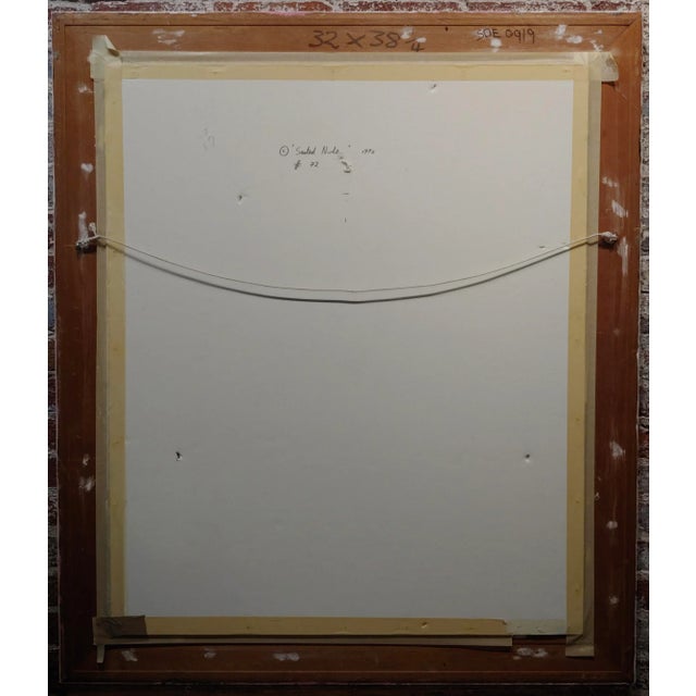 1990s Vintage Cubist Seated Nude Female Oil Painting Amanda Watts For Sale In Los Angeles - Image 6 of 7