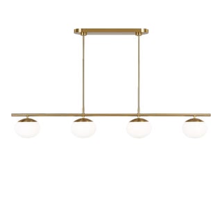 ED Ellen DeGeneres by Visual Comfort Studio Lune Medium Linear Chandelier, Burnished Brass For Sale
