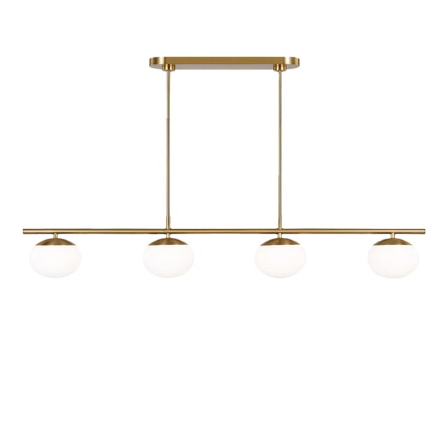 ED Ellen DeGeneres by Visual Comfort Studio Lune Medium Linear Chandelier, Burnished Brass For Sale