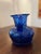 Traditional Vintage Hand-Blown Cobalt Blue Glass Pitcher With Matching Saucer For Sale - Image 3 of 9