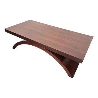 Mid-Century Art Deco Mahogany Coffee Table Arc Base For Sale
