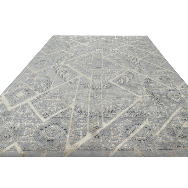 Rug & Kilim Rug & Kilim’s Contemporary Rug With Gray Medallions & Geometric Patterns “Kian” For Sale - Image 4 of 9