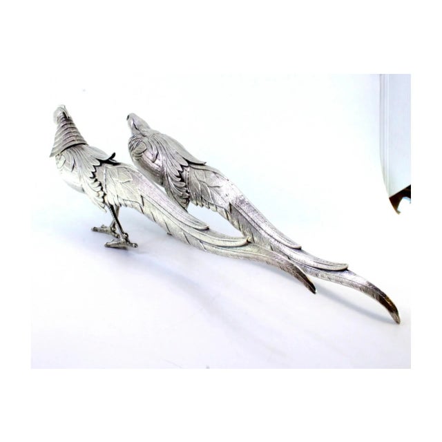 Silver Pheasants in Silver with Reliefs and Applications, Set of 2 For Sale - Image 8 of 11