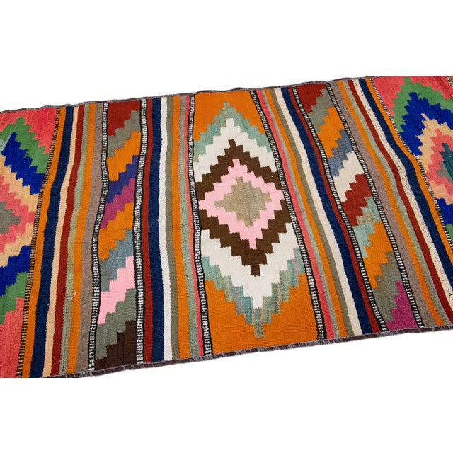 Tribal 1960s Vintage Turkish Kilim Multicolor Handmade Tribal Wool Rug For Sale - Image 3 of 8