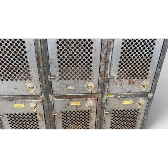 Early 20th Century A Vintage Industrial Perforated Metal Lockers For Sale - Image 5 of 6