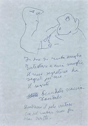 Mino Maccari, The Menace, Original Drawing, Mid-20th-Century