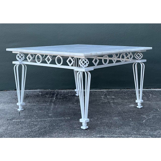Metal Vintage Regency Z Wrought Iron Rings Coffee Table For Sale - Image 7 of 8