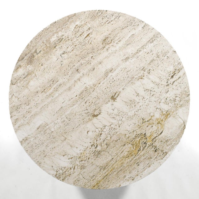 Mid-Century Coffee Table in Walnut and Travertine For Sale In Chicago - Image 6 of 7
