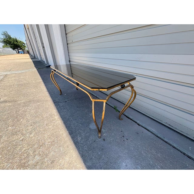 1950s French Gilt Iron and Mirrored Cocktail Table For Sale - Image 9 of 12