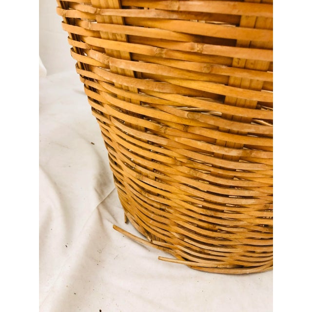 Vintage Natural Woven Wicker Laundry Basket For Sale In Raleigh - Image 6 of 9