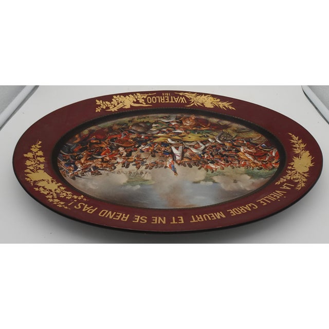 Large Hand-Painted Wall Charger Plate Depicting Waterloo Battle with Napoleon by Jean Antoine Mertel, 1866 For Sale - Image 14 of 18