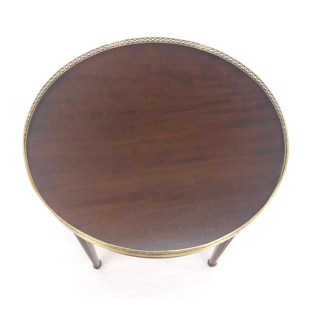 Widdicomb Round Brass Gallery Top Fluted Legs Lamp Side Table on Casters MINT For Sale - Image 10 of 13