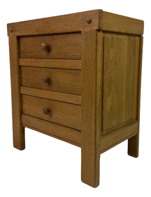 Brutalist Three-Drawer Oak Chest of Drawers, 1960s