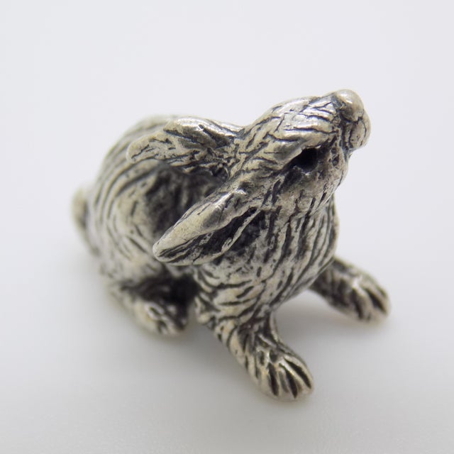 1980s Vintage Italian Handmade Genuine Silver Rabbit Figurine, 1980s For Sale - Image 5 of 11