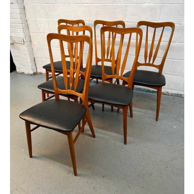 Mid-Century Modern Set of Six "Ingrid" Danish Teak Dining Chairs by Niels Koefoed For Sale - Image 3 of 12
