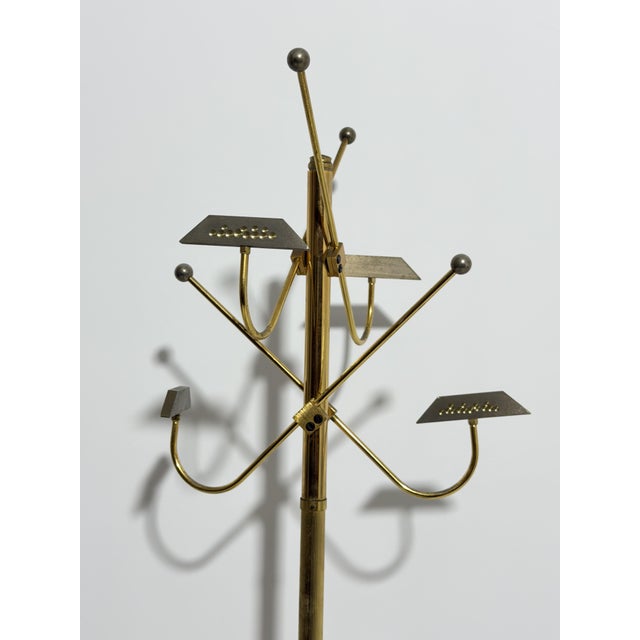 Mid-Century Modern Italian Coat Stand in Gilded Metal and Marble, 1950 For Sale - Image 3 of 8