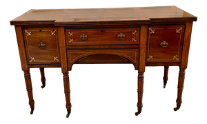Antique Regency Brass & Inlaid Mahogany Breakfront Sideboard, 1815