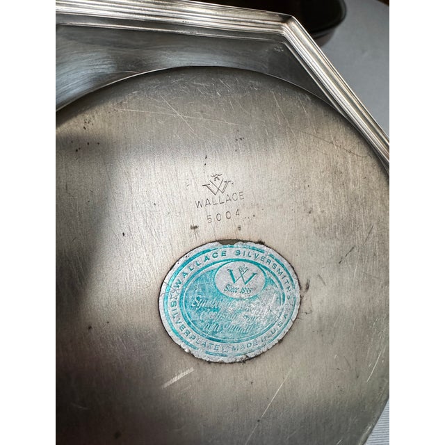 Silver Early 20th Century Wallace Silversmiths Octagonal Art Deco Style Silver Plated Wine Coaster Dish For Sale - Image 8 of 12
