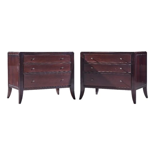 Barbara Barry for Baker Mahogany Commode Nightstand End Tables - Pair For Sale