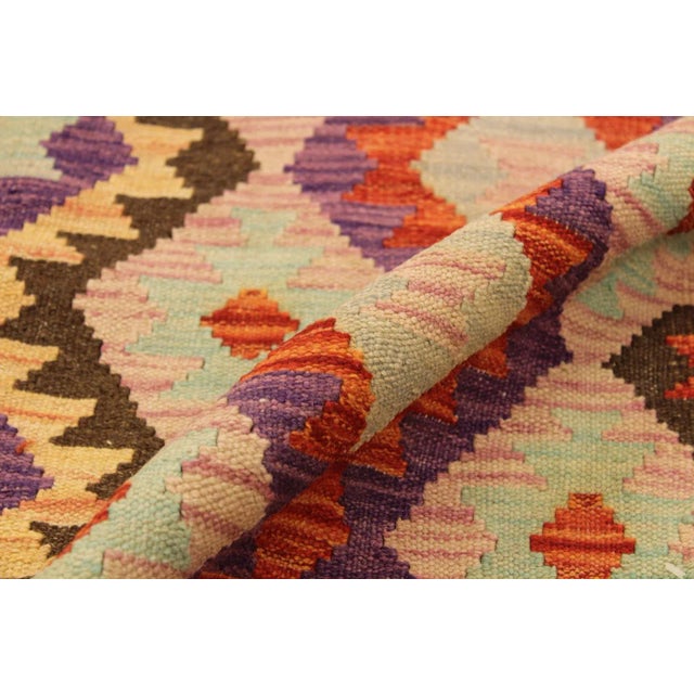 2000 - 2009 Caucasian Kilim Red Pink Wool Rug - 3'5" X 5'1" For Sale - Image 5 of 7