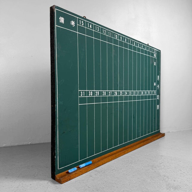 1960s Vintage Japanese Monthly Planner Chalkboard Wall Board, 1960s For Sale - Image 5 of 9