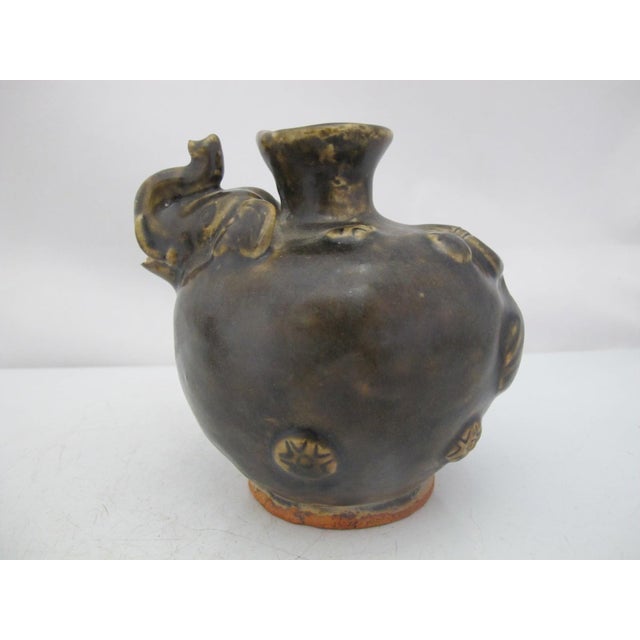 Khmer Cambodian Elephant Stoneware Lime Betel Nut Pot Pair For Sale - Image 9 of 17