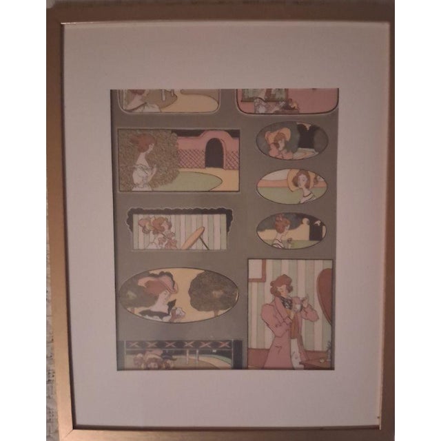Art Nouveau Curated Antique Art Nouveau Framed Lithographs - Complete Gallery Wall Set of 6 (C. 1895–1905) For Sale - Image 3 of 12