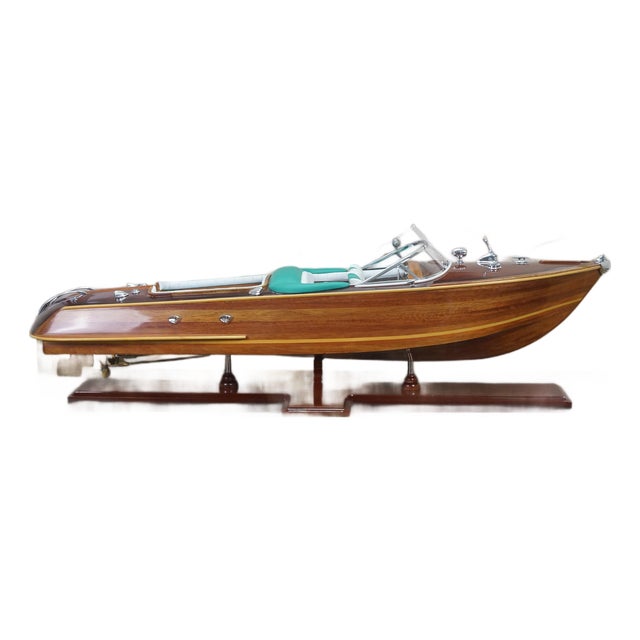 Vintage Riva Aquarama Hardwood Runabout Speed Boat Model Display Case 40" For Sale