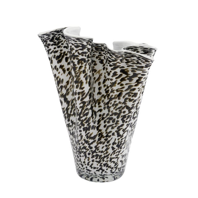 A 1950s Murano handkerchief vase in hand-blown case glass, its folded rim rippling into the loose waves that give the...