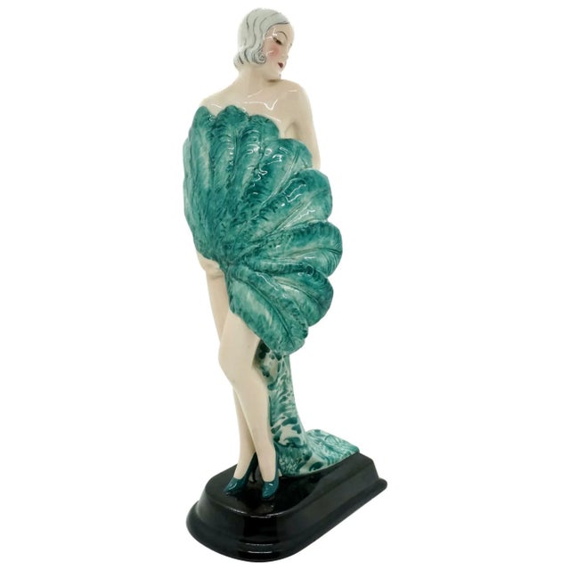Ceramic Art Deco Fan Lady Figurine by Stephan Dakon, 1930 For Sale - Image 7 of 7