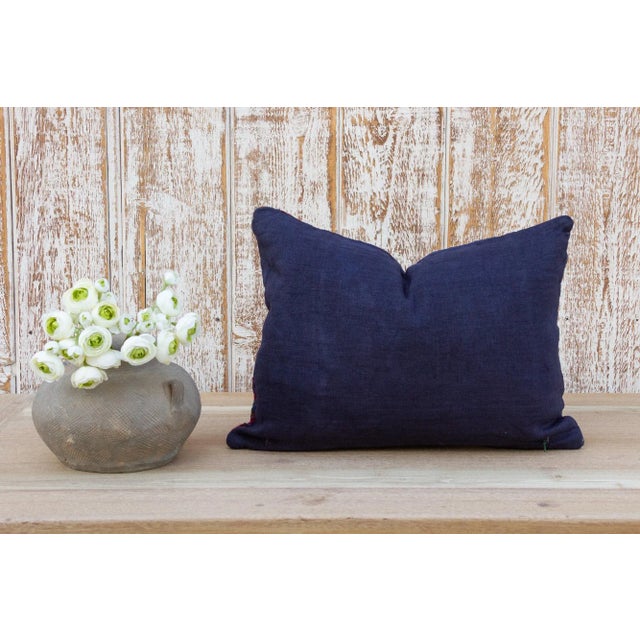 Textile Myia Antique Indigo Grain Sack Pillow For Sale - Image 7 of 9