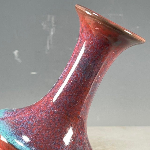 Chinese Jun Ware Style Flambe Glaze Porcelain Vase - 5.5" Tall For Sale In Los Angeles - Image 6 of 7